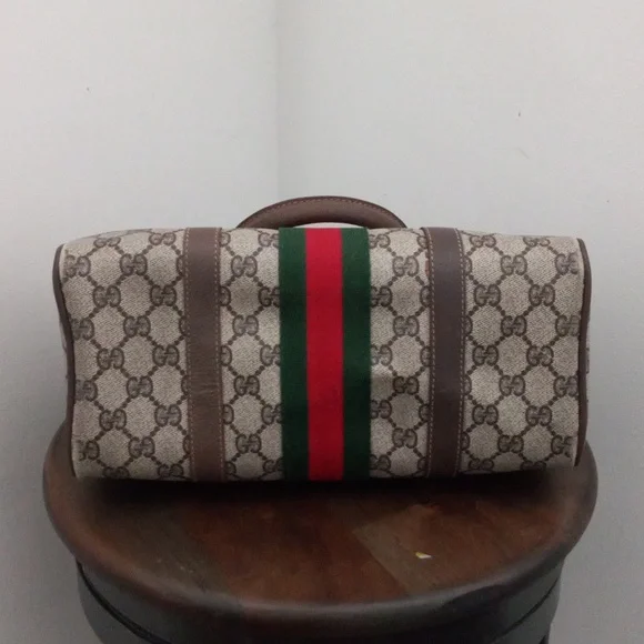 Authentic Vintage Gucci GG Monogram Supreme Sherry Web Ophidia Boston Doctor Bag - Picture 7 of 11